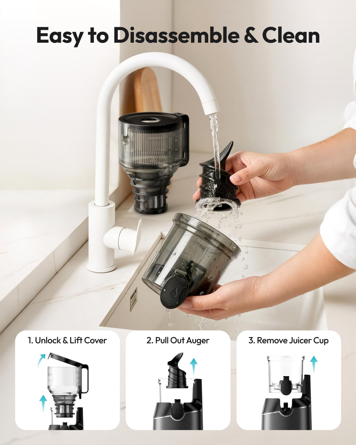 EUHOMY compact design fits small kitchens while delivering quality juice