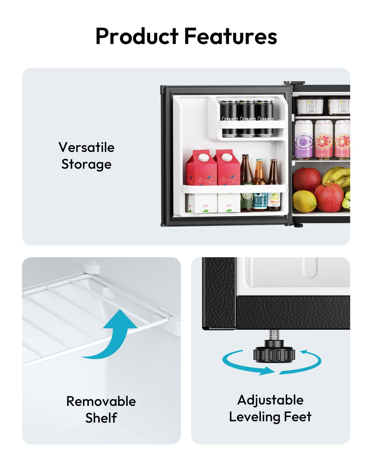 EUHOMY mini fridge ideal for dorm rooms and offices.