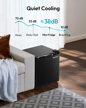 EUHOMY mini fridge energy-efficient compressor reduces daily energy use.