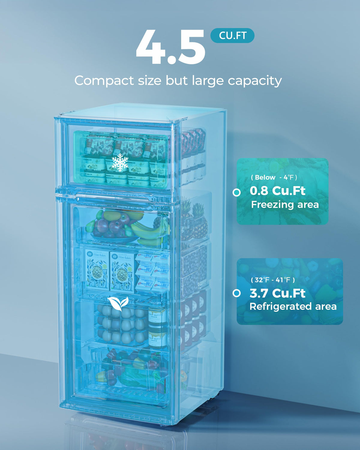 EUHOMY mini fridge black front view, space saving design for bedrooms or offices