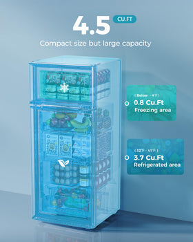 EUHOMY mini fridge black front view, space saving design for bedrooms or offices