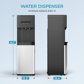 EUHOMY water dispenser shows 3-temperature settings with intuitive controls for cold, warm, and hot.