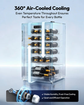 EUHOMY wine cooler interior with chrome racks supports organized bottle storage.