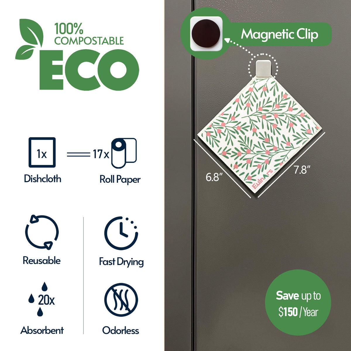 Eulnars magnetic clip allows fast hanging and air drying.