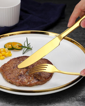 EUIRIO dishwasher-safe gold flatware simplifies cleanup after gatherings.