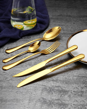 EUIRIO gold dinner spoons provide comfortable grip for meals.