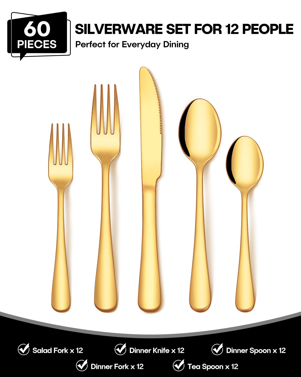 EUIRIO gold salad forks add refined flair to shared meals.