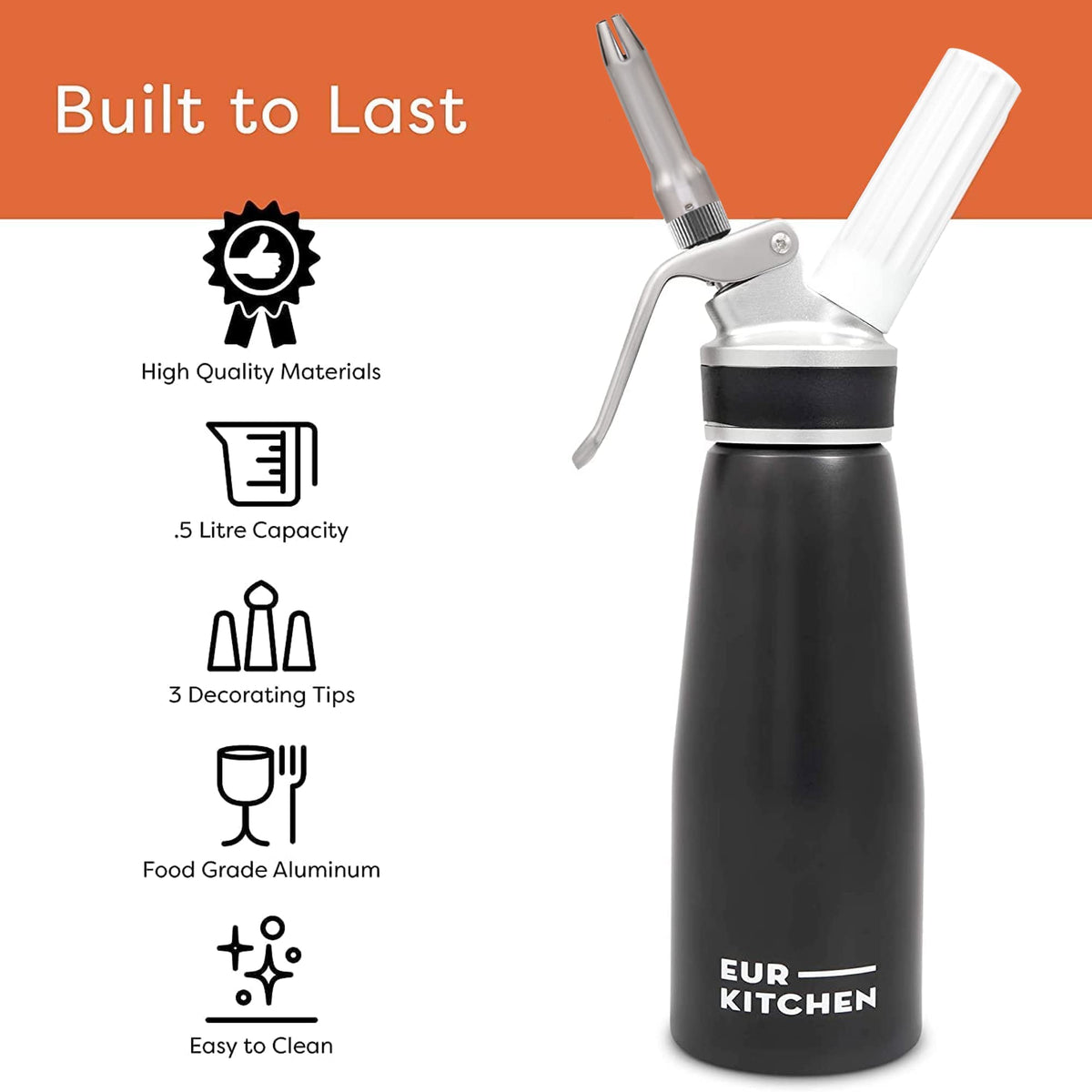 EurKitchen durable aluminum construction supports daily professional use.