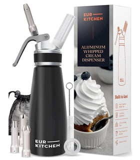 EurKitchen whipped cream dispenser canister for silky, restaurant-quality toppings.