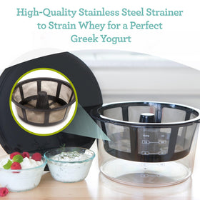 Euro Cuisine GY60 recipe book included for yogurt cheese and tzatziki ideas.