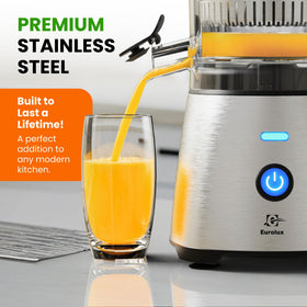 Eurolux quiet motor ensures peaceful mornings while juicing.