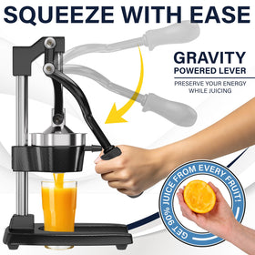 Eurolux stainless steel cup integrated with juicer for direct juice collection.