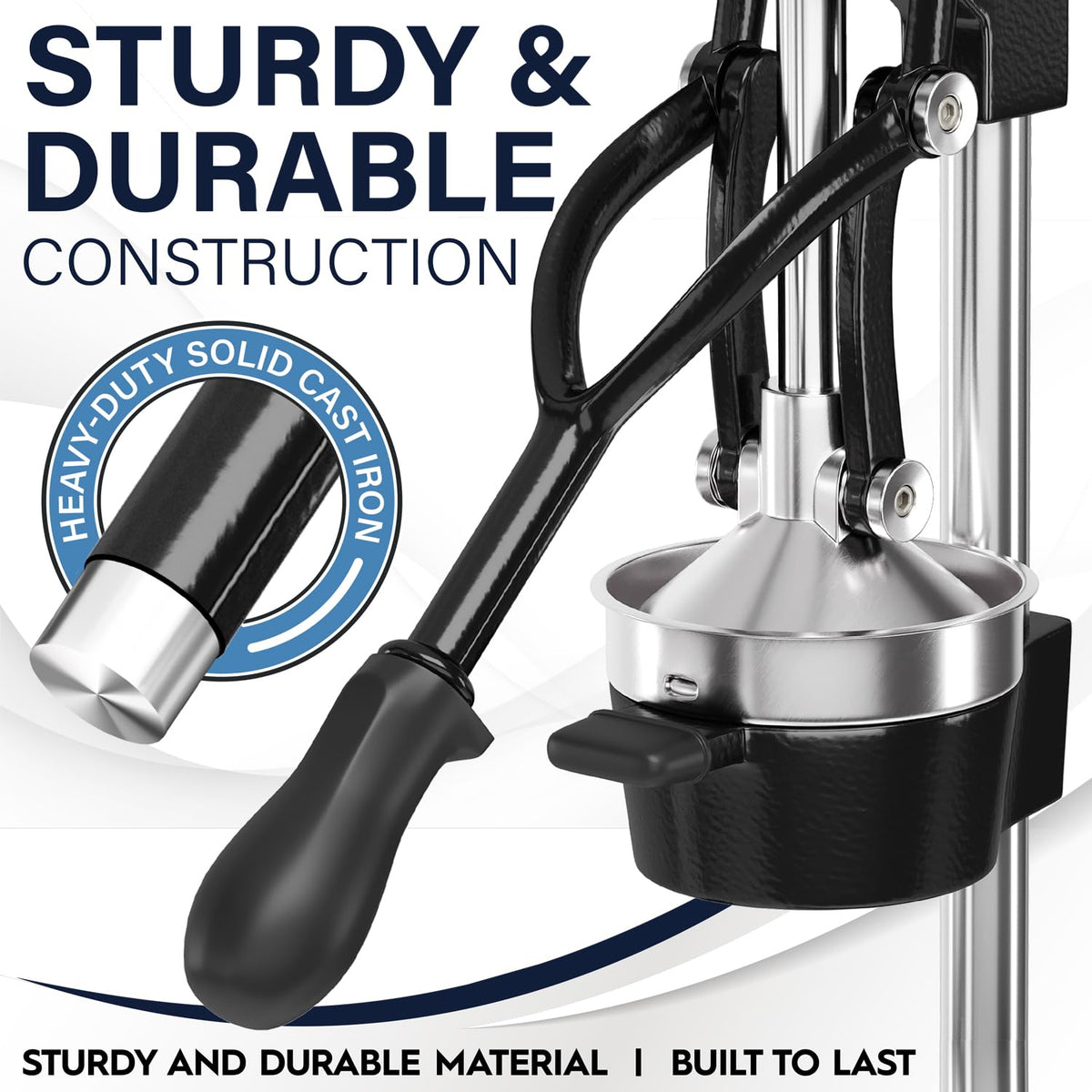 Eurolux suction base keeps the press steady for mess-free juicing.
