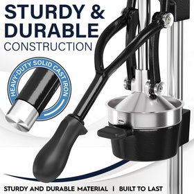 Eurolux suction base keeps the press steady for mess-free juicing.