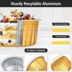 EUSOAR aluminium foil ramekins with smooth surface for even heating