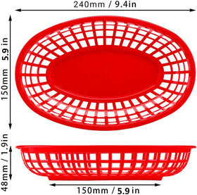 EUSOAR red oval basket showing burger and fries setup