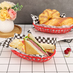 EUSOAR red oval basket for picnic with liner ready