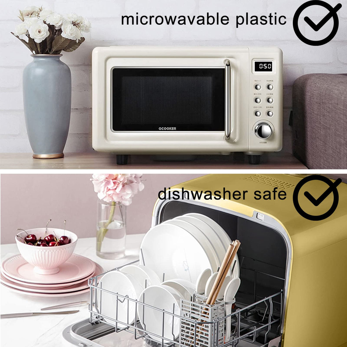 EUSOAR red oval diner style basket in kitchen setting