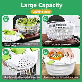 Eutopic Salad Spinner Large dry-basket aids fast, even drying after washing
