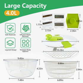 Eutopic Salad Spinner Large lid in place for smooth spin and secure control
