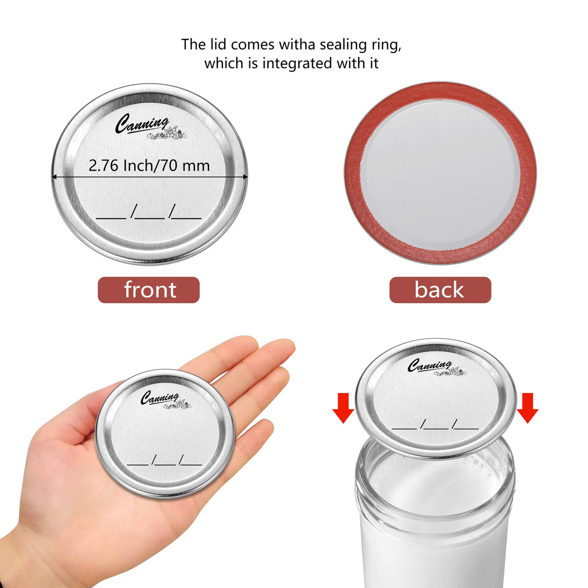 EvaHab airtight-seal mason lids prevent leaks during storage and transport.