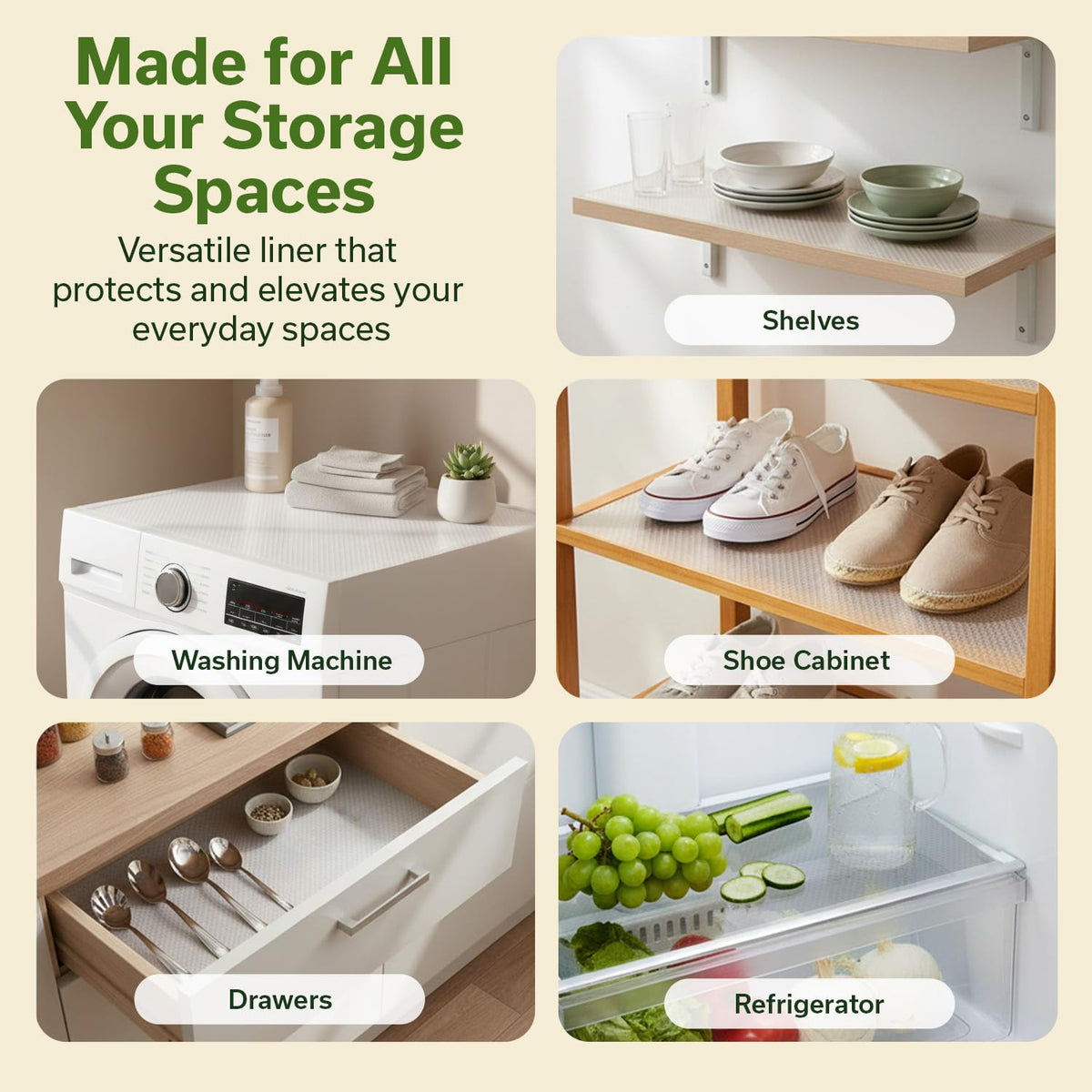 EVALAND fridge liner wipes clean and protects shelves.