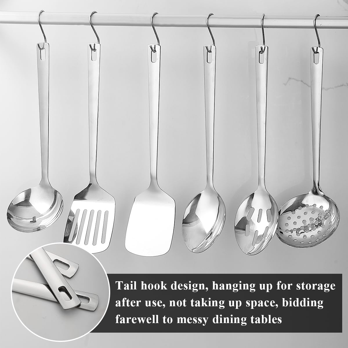 Dishwasher-safe design and handy storage holes for clutter-free kitchen.