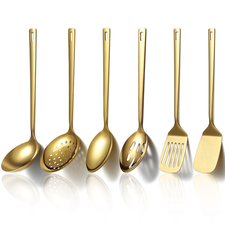 Evanda Gold 6-piece spatula set with titanium finish for stylish, durable cooking