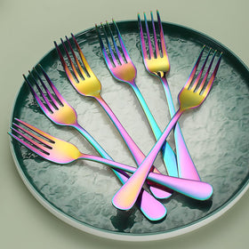 Evanda Rainbow dishwasher-safe dinner forks for quick cleaning after gatherings.
