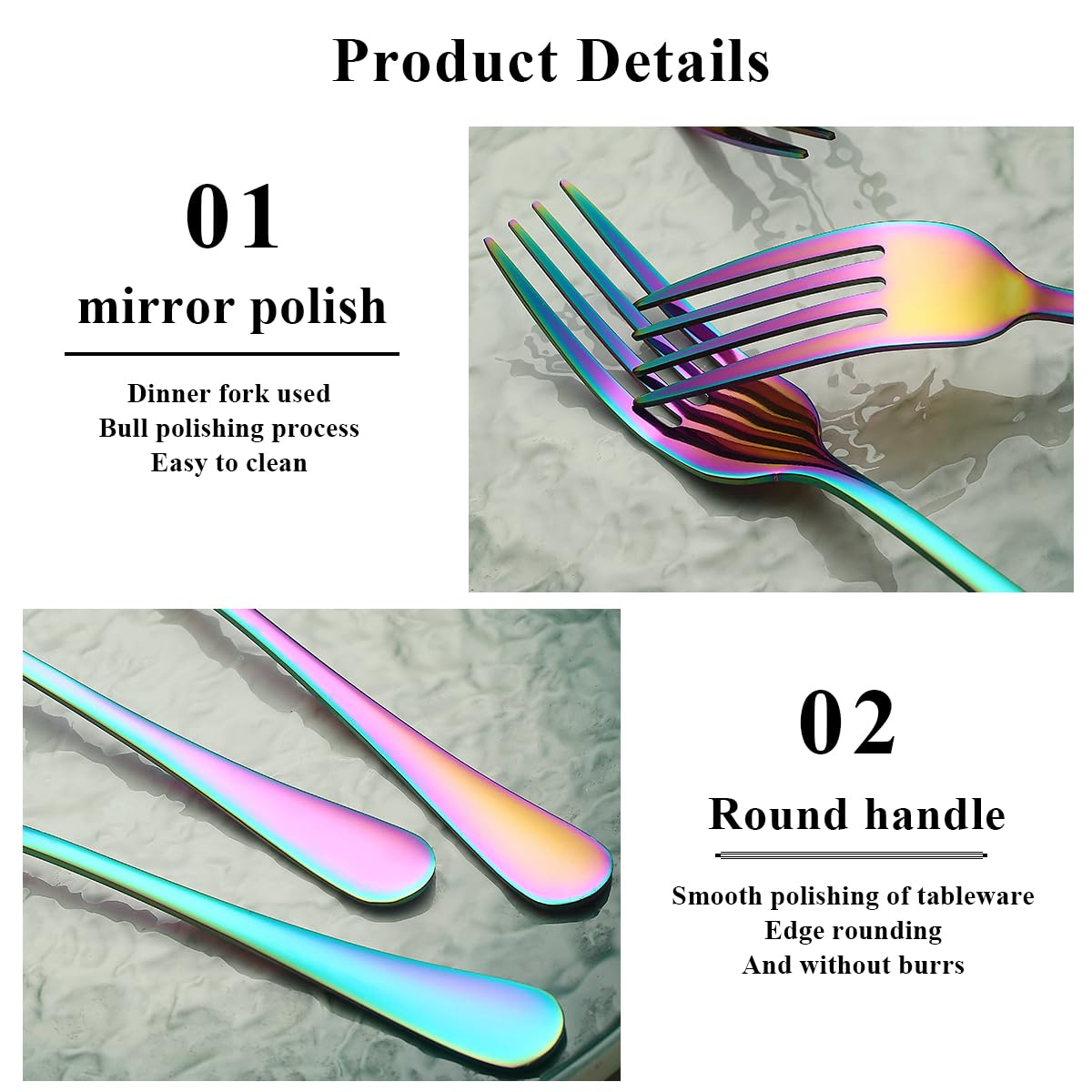 Evanda Rainbow elegant dining forks, stylish tableware for any occasion.