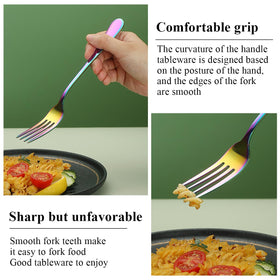 Evanda Rainbow pasta and salad forks, ideal for pasta, salads, and light bites.