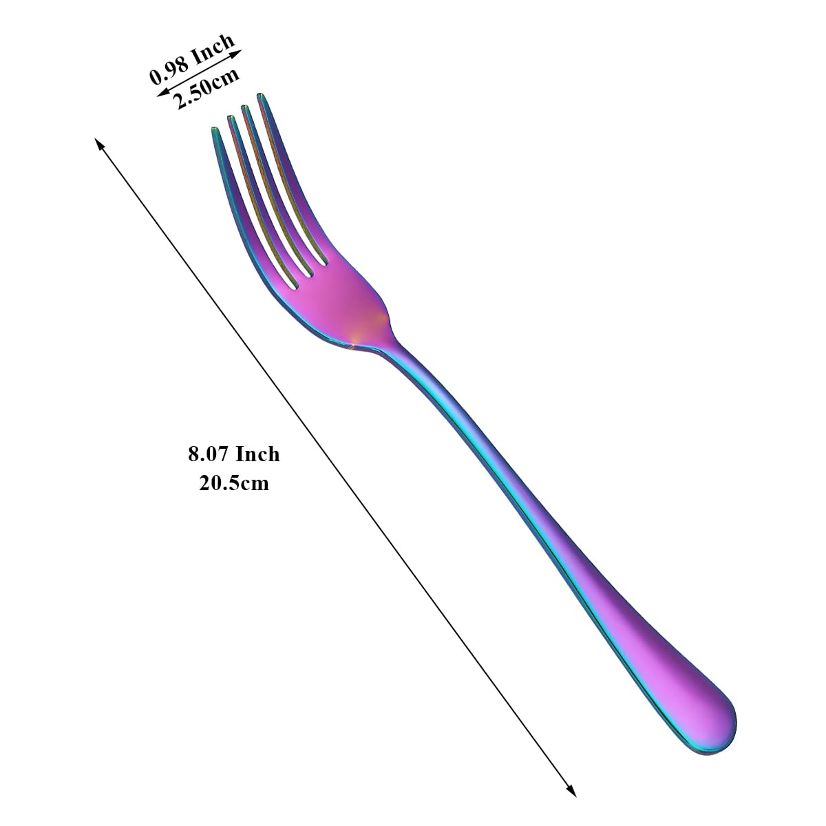 Evanda Rainbow titanium finish forks, 8-07 inch, durable and dishwasher-safe for daily use.