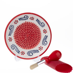 EVANILIFE ceramic garlic grater plate close-up highlighting handmade craftsmanship and texture