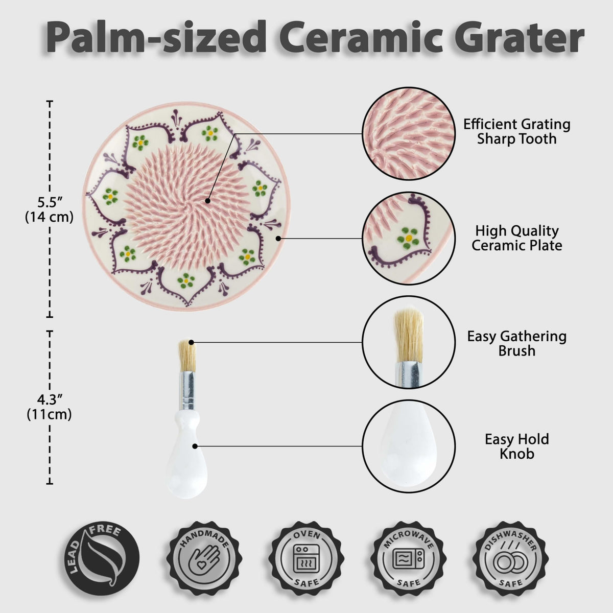 Dishwasher-safe EVANILIFE ceramic grater plate for simple cleanup after cooking