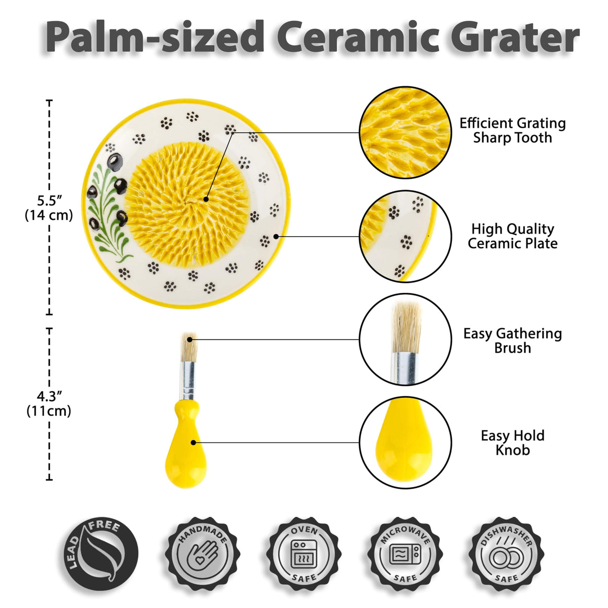 EVANILIFE ceramic garlic grate plate, 1 of a kind, perfect for garlic and ginger prep.