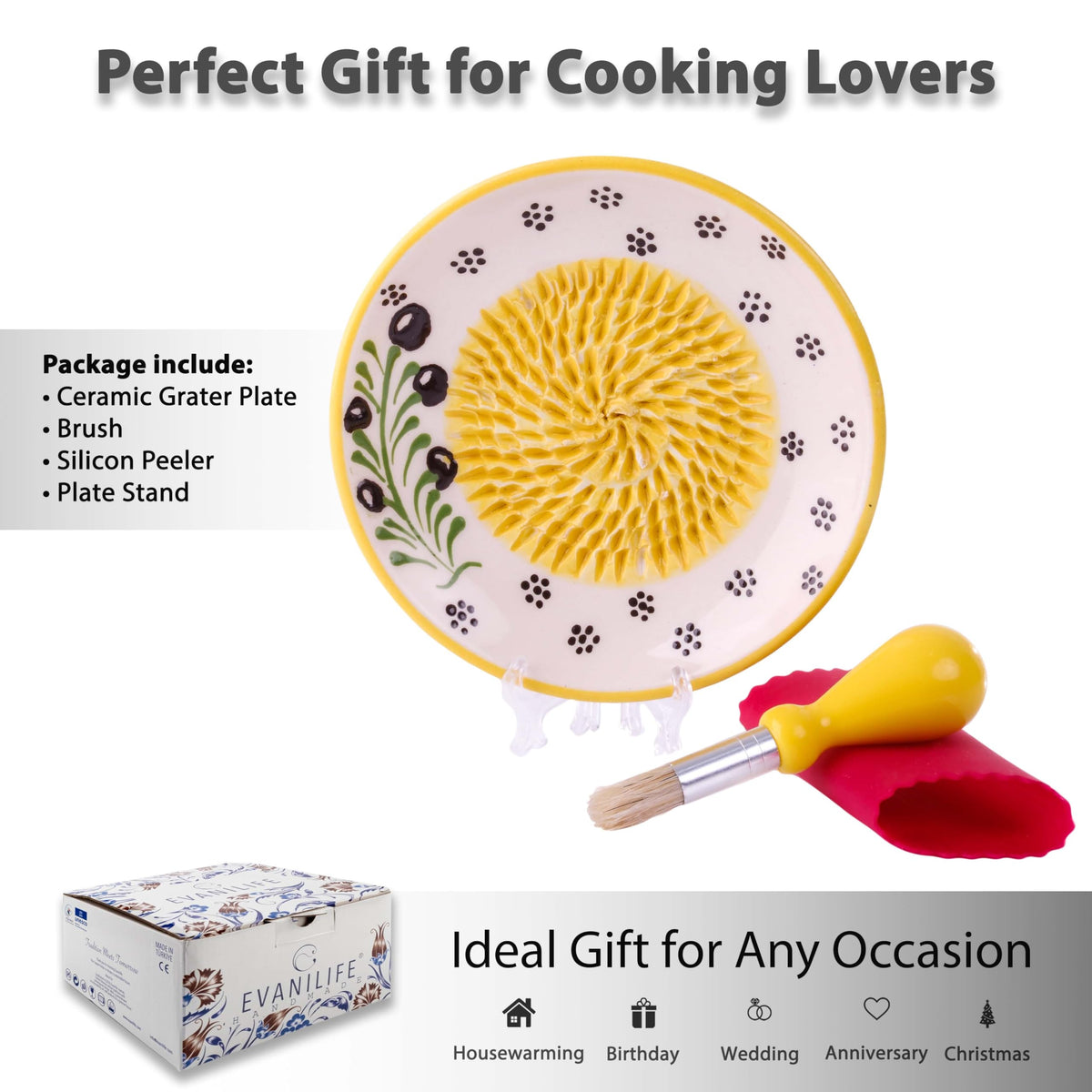 EVANILIFE decorative garlic grater in kitchen, blends function with artful design.