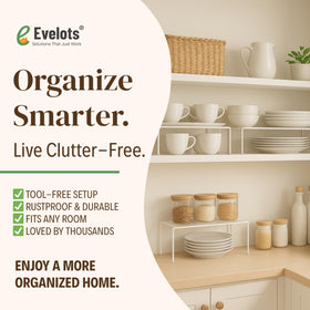Evelots baking shelf storage solution for jars and tins.