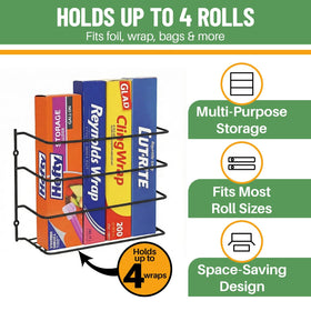 Evelots 2-pack cabinet door organizer for foil and plastic wrap saving counter space