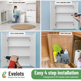 Evelots organizer works in laundry and bathroom for cleaning supply storage.