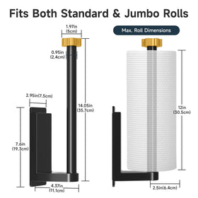 Gold nut detail on Evemlceol towel holder keeping rolls steady