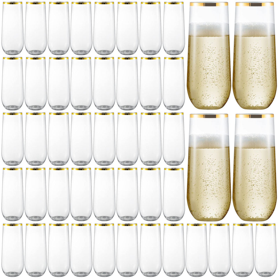 eventpartener 48-pack stemless plastic champagne flutes for quick, stylish toasts at large gatherings.