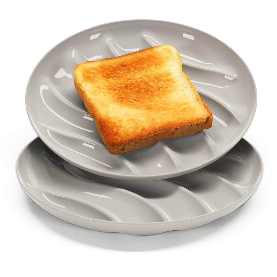 Ever Toast plate showing toasted bread with crisper texture