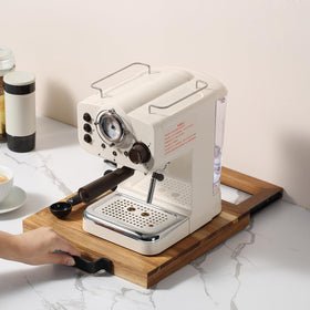 EVERBBKING acacia sliding tray used with coffee maker and blender