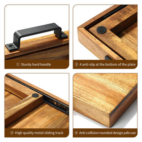 EVERBBKING acacia sliding tray one-piece construction in action