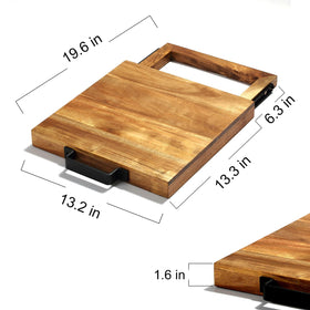 EVERBBKING acacia sliding tray demonstrating smooth roll-out handle