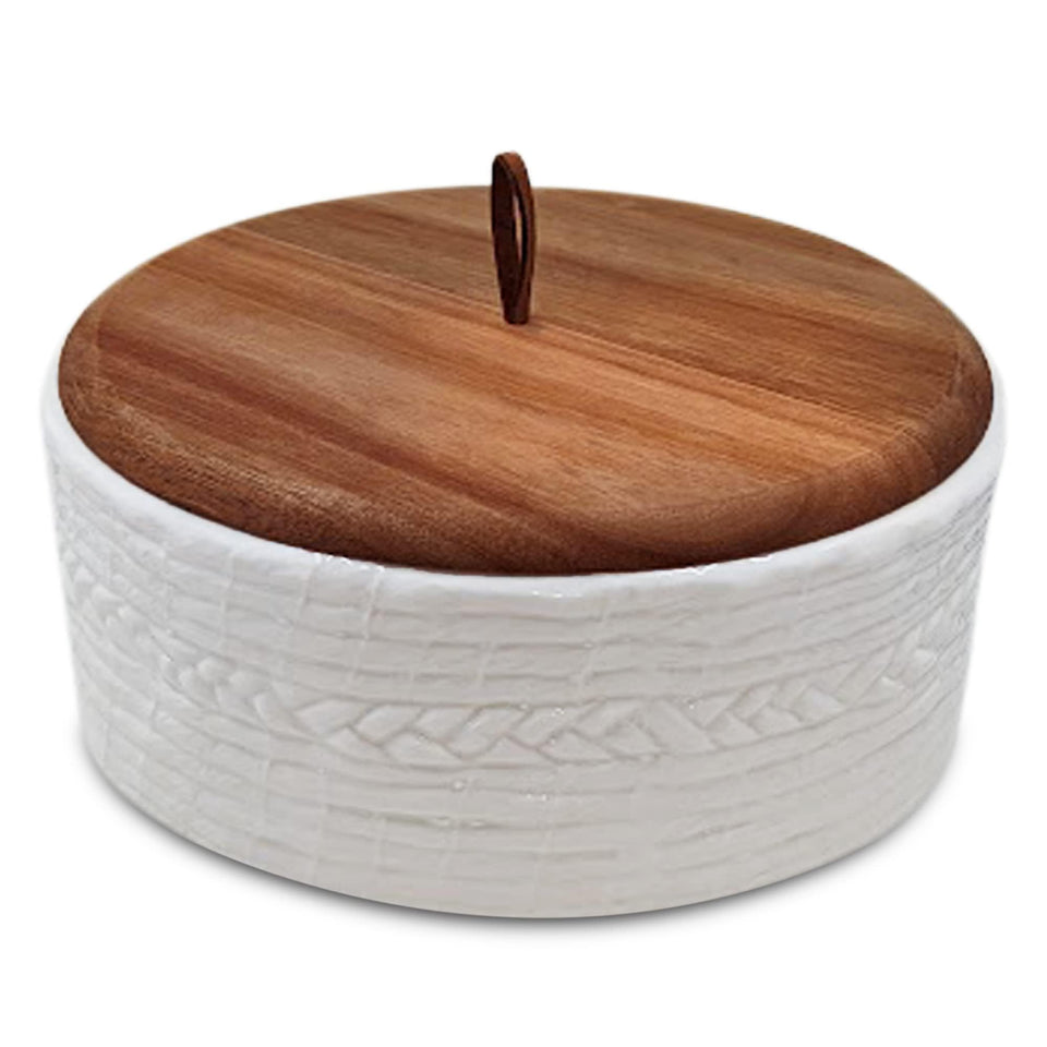 Everbrook tortilla warmer with ceramic lid keeps tortillas warm for entertaining