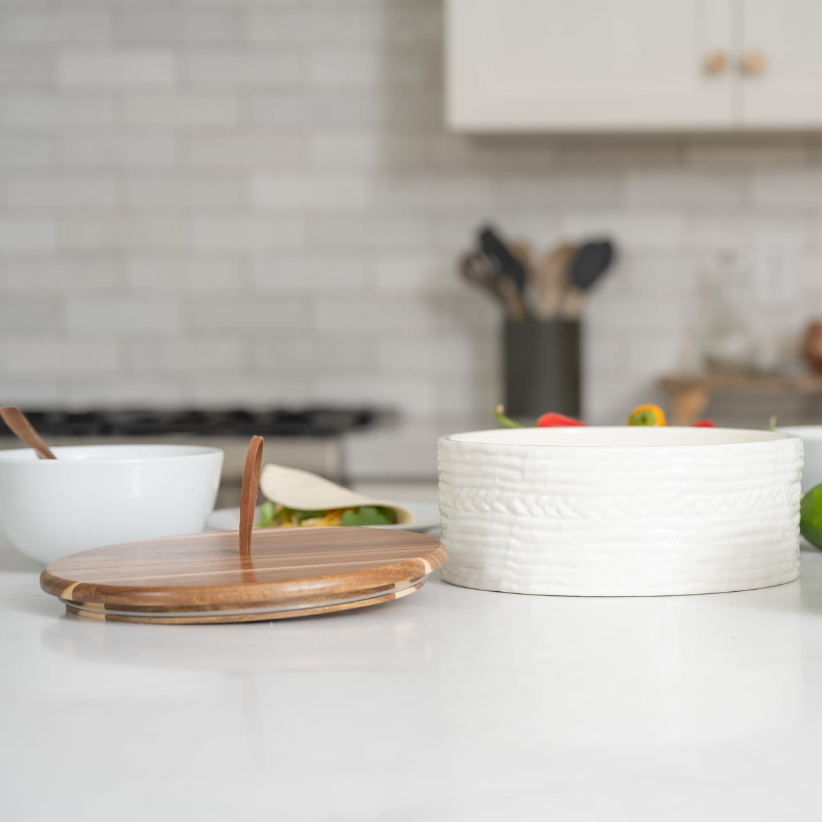 Everbrook handcrafted tortilla warmer a unique ceramic piece