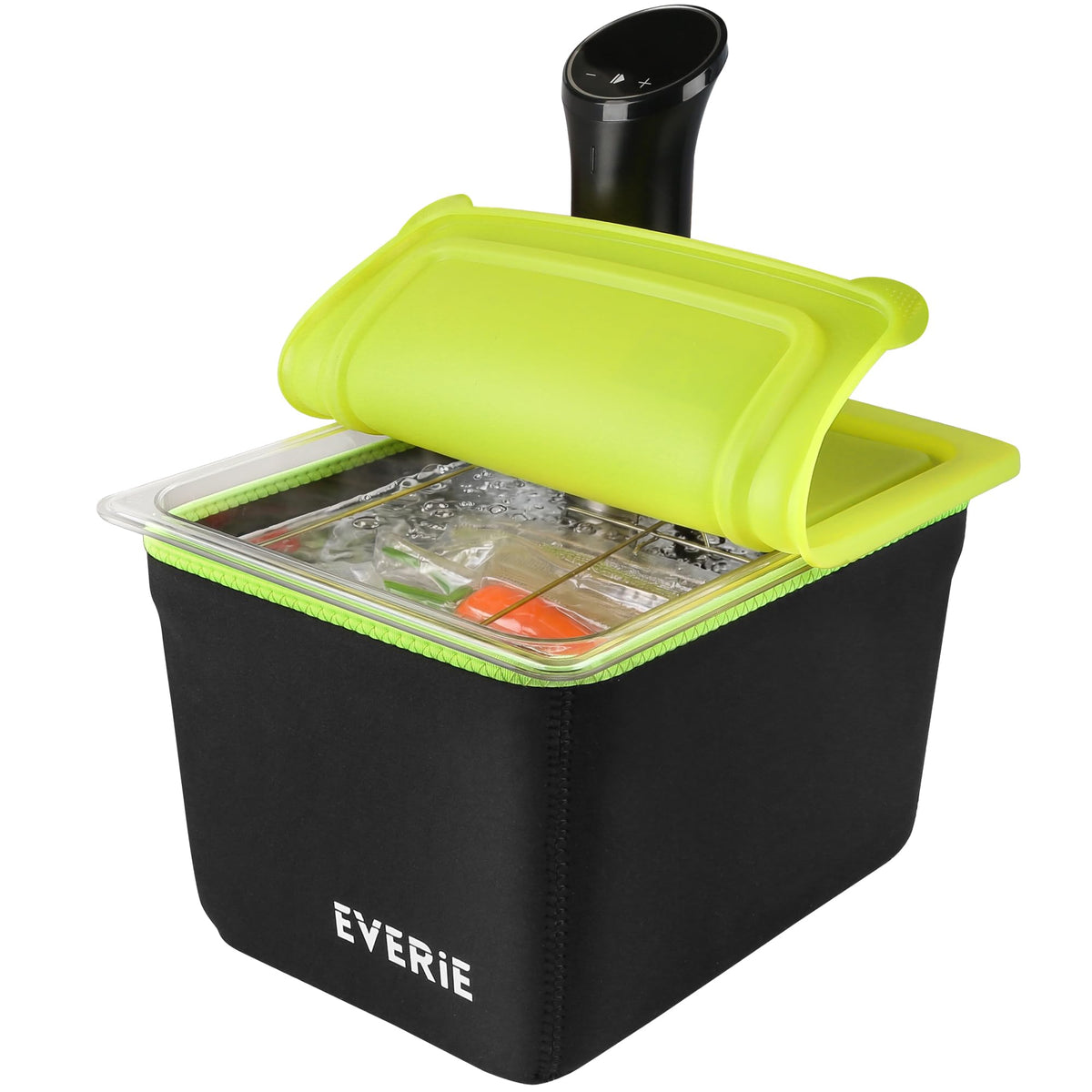 EVERIE 12Qt sous vide container shows ample capacity for batch cooking.