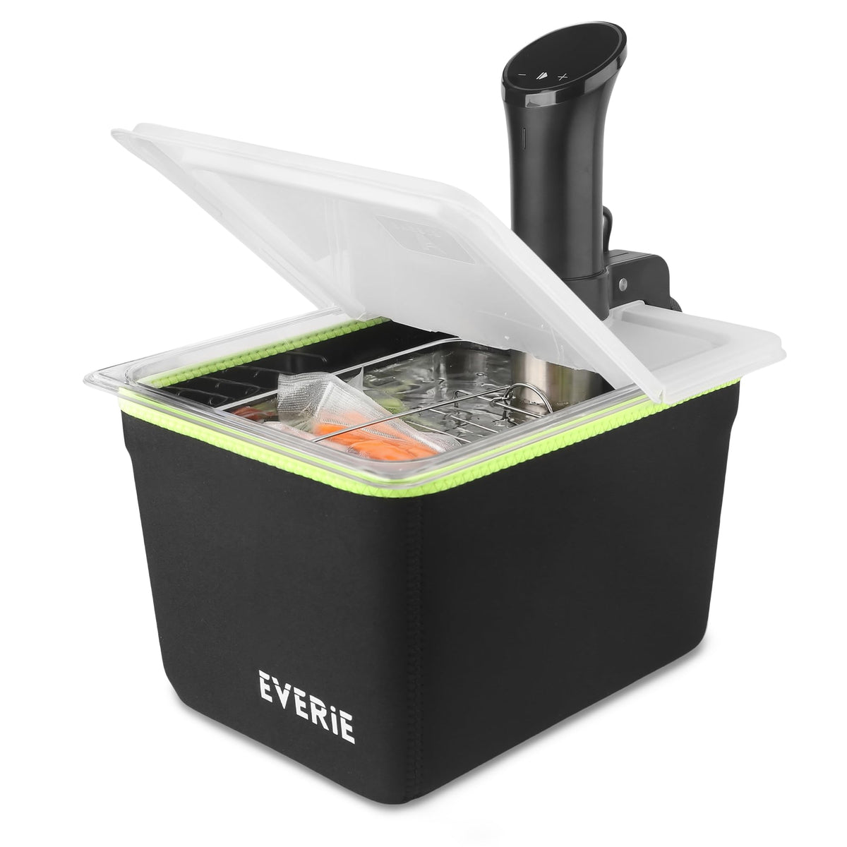 Everie 12-quart sous vide container for large-batch cooking and organized water bath.