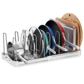 EVERIE bakeware organizer extendable rack keeps lids tidy and within reach